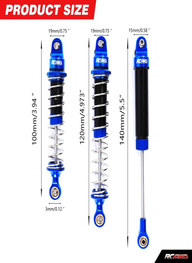 RCAWD Aluminum Shock Absorbers with Spare Springs Front Rear 6pcs for Losi 1/10 Baja Rey Hammer Rey U4 Upgrade Parts (Dark Blue) - Image 3